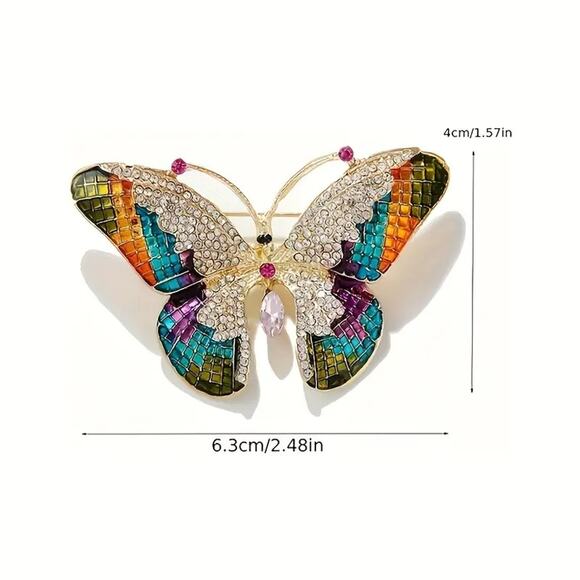 NEW Womens Butterfly Brooch Pretty Pin Multicolor Sparkling Vivid Colors Elegant - Picture 3 of 4